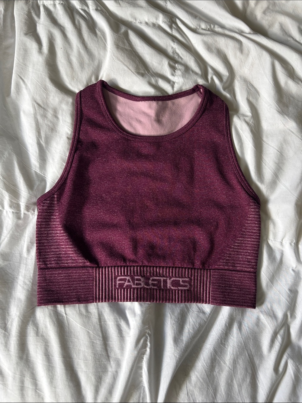 Fabletics Deep Plum Seamless Crop Sports Bra Tank